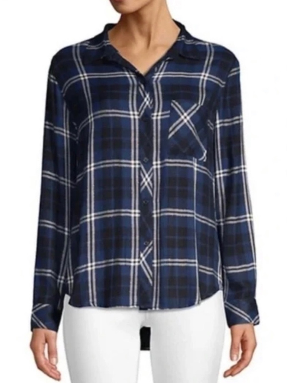 RAILS Hunter Plaid Button Down Shirt in Navy Almond Tinsel XS